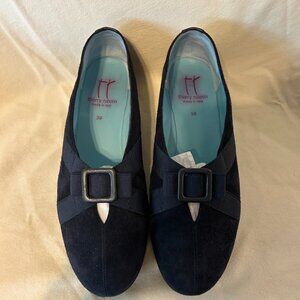 Thierry Rabotin Navy Buckle Wedge Suede Loafer